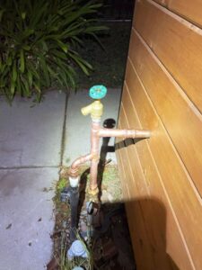 Urgent outdoor pipe repair by emergency plumber in Folsom, part of our extensive plumbing services.