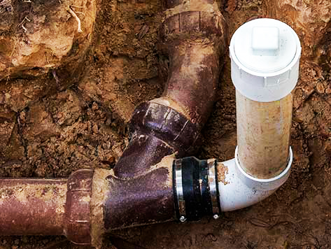 Expert sewer line service in Sacramento, showcasing a seamless connection between new and old pipes with precision trenchless technology.